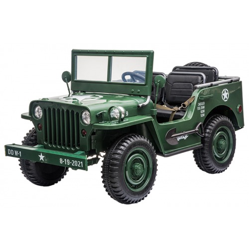 JEEP WILLYS 3 PLACES électrique enfant 24V VERT ARMÉE